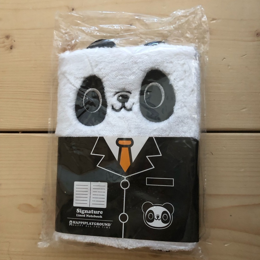 Plush Notebook, Faux Fur Notebook for Kids, Panda Pattern Diary
